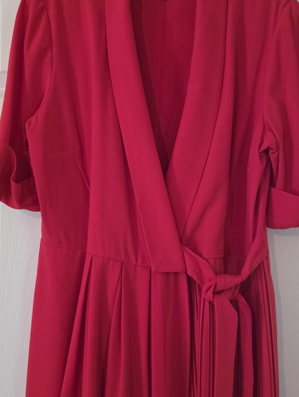 Alex Marie Red Pleated Wrap Rompet Dress - Picture 6 of 10